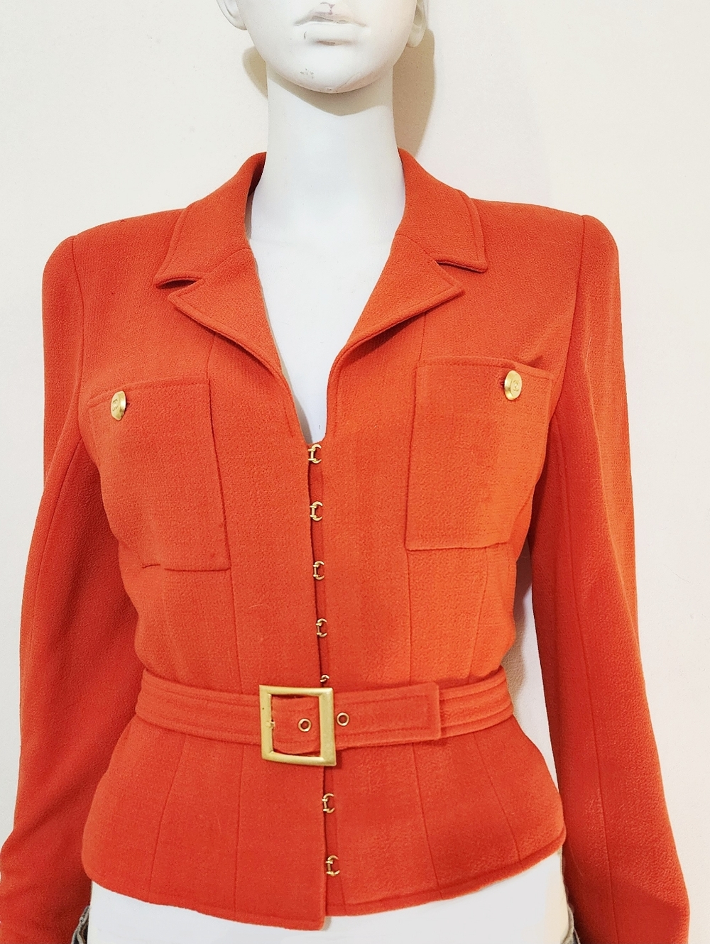 Chanel 1996 Cropped Red Jacket with Gold Hardware - Picture 2 of 4